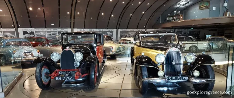 1934 Bugatti Type 57 Ventoux and 1930 Bugatti Type 44 Drophead Coupe at the Hellenic Motor Museum in Athens