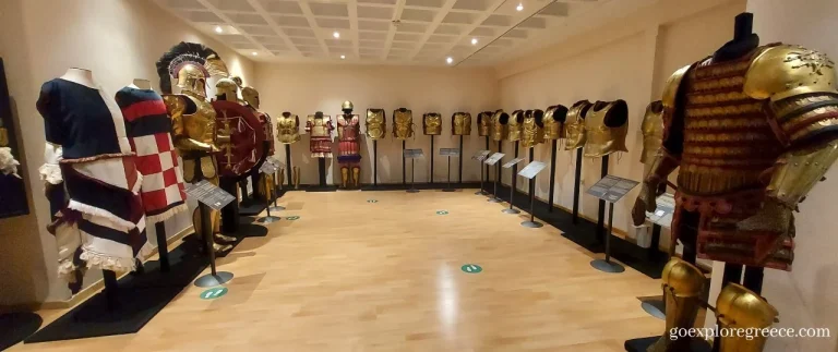 Ancient Greek armour exhibit at the Museum of Ancient Greek Technology Athens