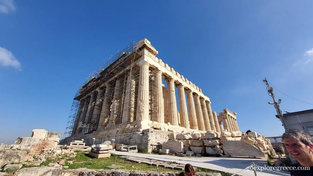 Side and back view of the Parthenon on the Acropolis of Athens