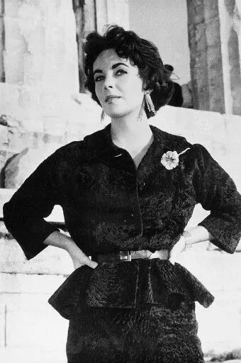 Actress Ezliabeth Taylor standing in front of the Parthenon on the Acropolis of Athens in 1958