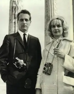 The famous actor Paul Newman with his wife Joanne Woodward standing in front of the Parthenon on the Acropolis of Athens in 1962