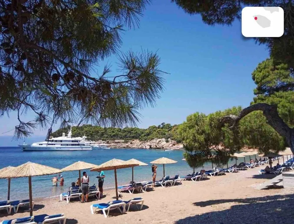 The Agia Marina Beach on the Greek island of Spetses