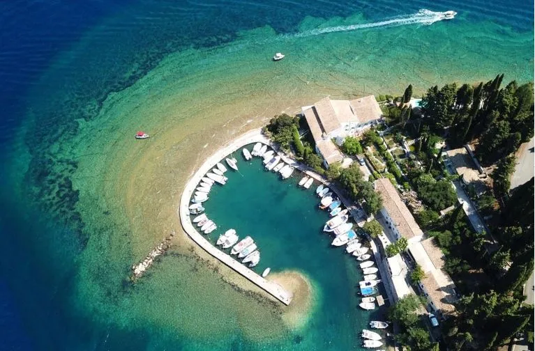 View from above of the Kouloura Beach on the Greek island of Corfu