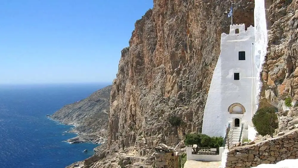 The Panagia Hozoviotissa Monastery on the Greek island of Amorgos in the Cyclades. It's Also known as Moni Hozoviotissa Monastery