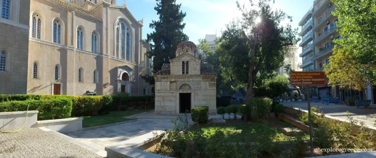 The Little Metropolis Church Athens with the Metropolitan Cathedral of Athens in the background