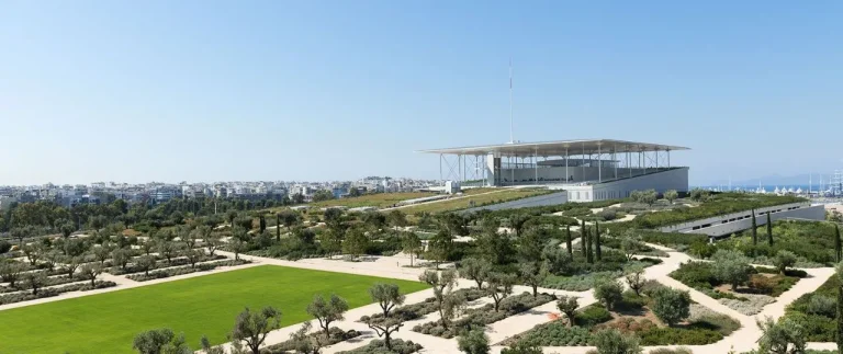 Stavros Niarchos Park in Athens with the Foundation Cultural Centre in the background