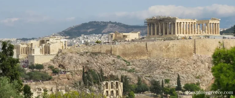 The Acropolis of Athens as viewed from the Philopappos Monument on Filopappou Hill. It's one of the best things to do in Athens