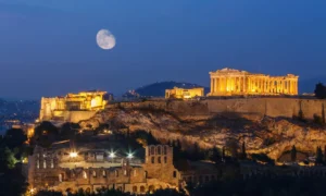 The Acropolis of Athens at night is a must on your Travel Guide to Greece