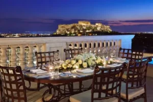 The Acropolis as viewed from the hotel grande bretagne in Athens