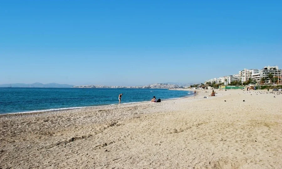 The golden sands of Alimos Beach (A' Akti tou Iliou), Athens, Greece