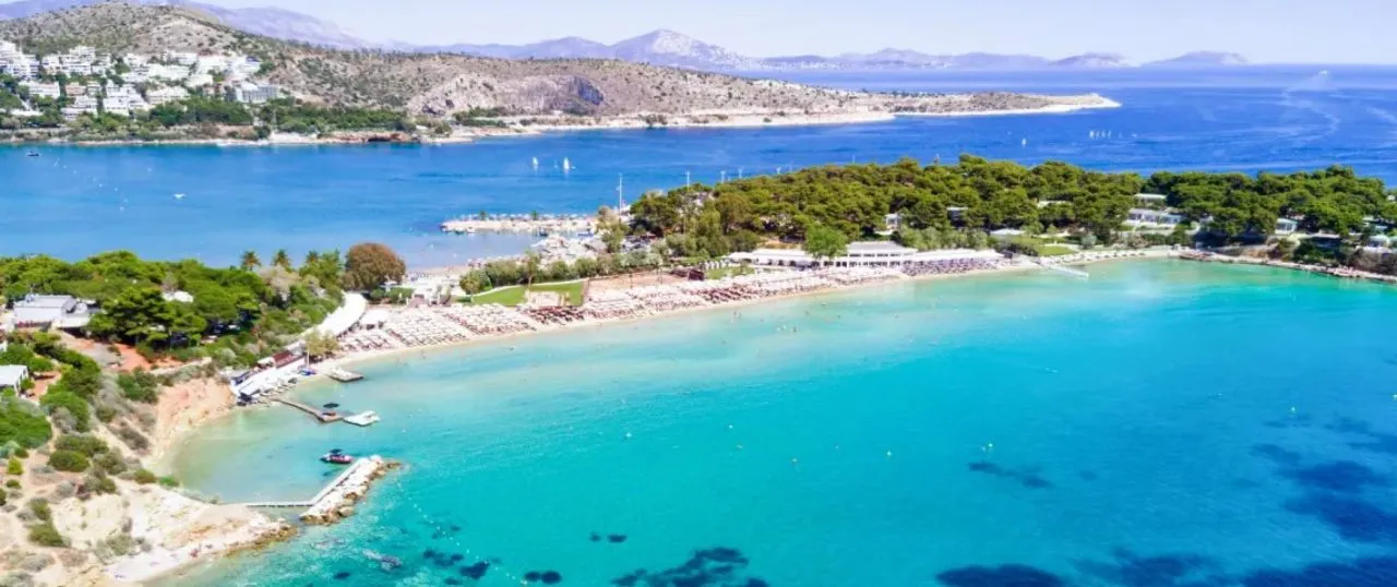 Astir Beach on the coast of Athens, Greece. This is one of my top 5 beaches in Athens.