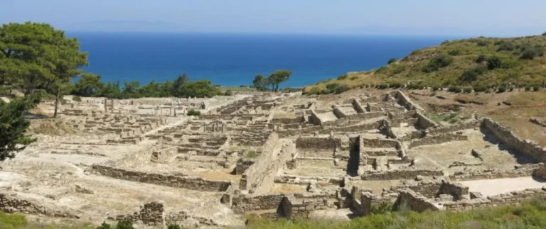 Panorama of the Ancient Kamiros also known as the Archaeological Site of Kamiros on the Greek island of Rhodes