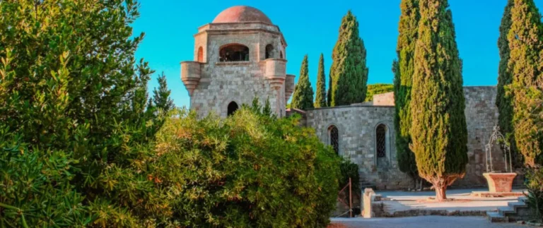 Front of the Filerimos Monastery on the Greek island of Rhodes