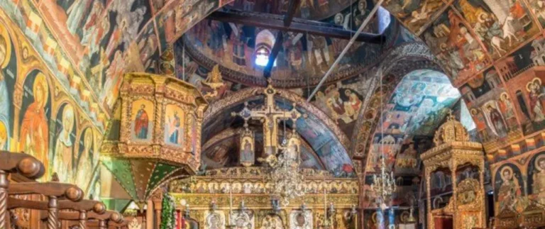 Inside the in the Church of the Holy Virgin on the Greek island of Rhodes in the Dodecanese.