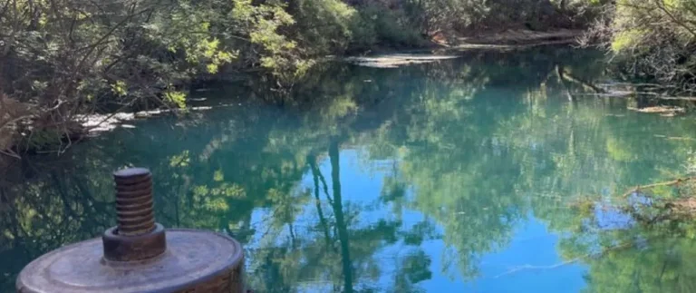 Green still water at the Seven Springs, Rhodes, Greece