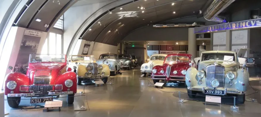 Seven vintage cars at the Hellenic Motor Museum in Athens