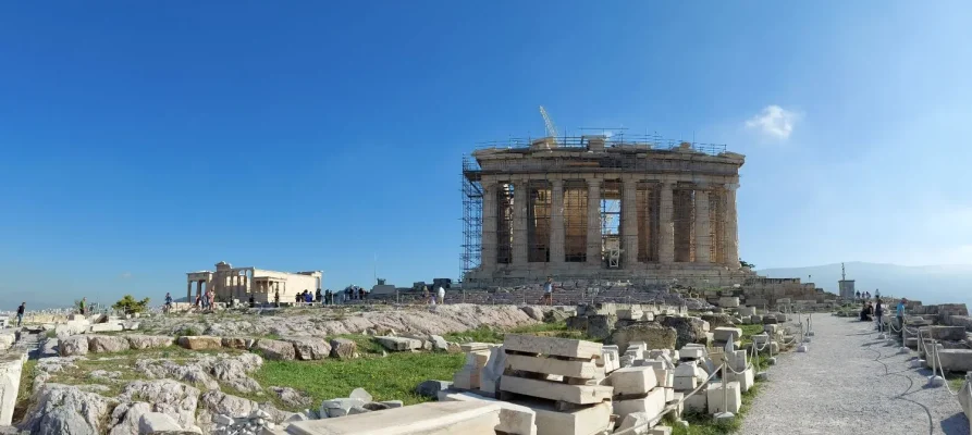 The Erechtheion and the Parthenon at the Acropolis of Athens