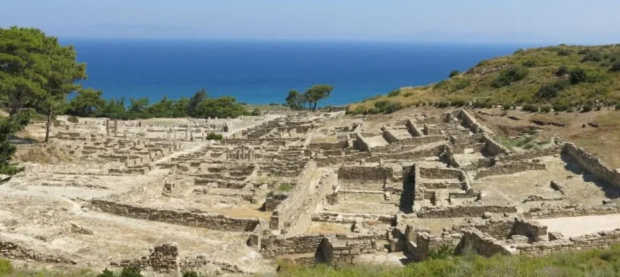 Panorama of the Ancient Kamiros also known as the Archaeological Site of Kamiros on the Greek island of Rhodes