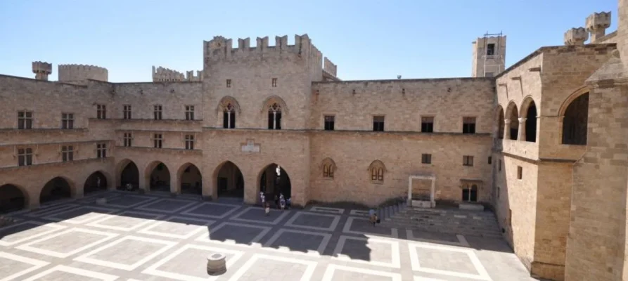 Looking down into the courtyard at the Palace of Grand Master Rhodes