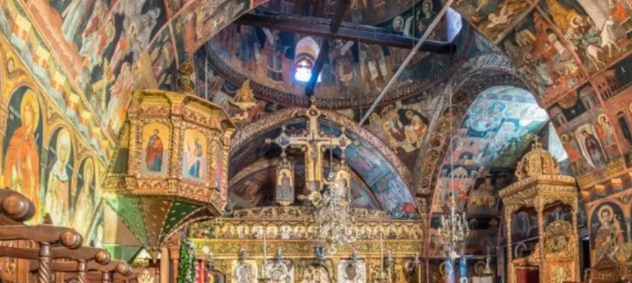 Inside the in the Church of the Holy Virgin on the Greek island of Rhodes in the Dodecanese.