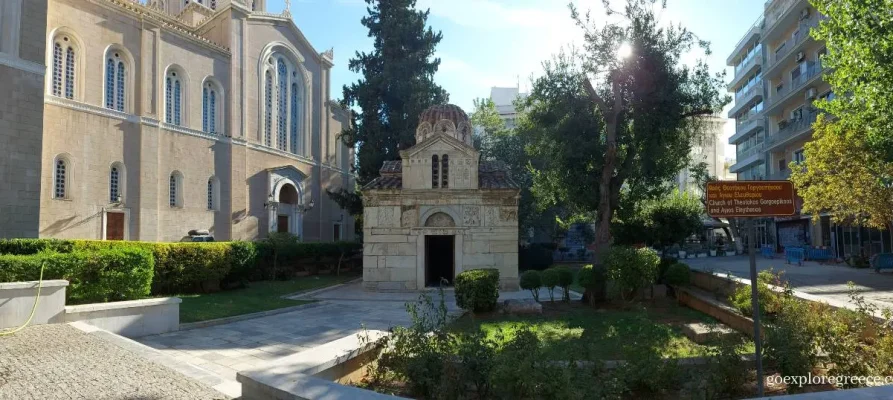 The Little Metropolis Church Athens with the Metropolitan Cathedral of Athens in the background