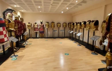 Ancient Greek armour exhibit at the Museum of Ancient Greek Technology Athens