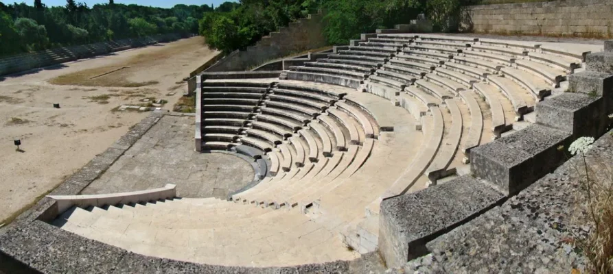 The small marble odeon at the Acropolis of Rhodes