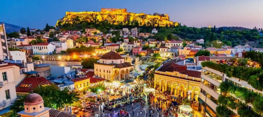 The Acropolis of Athens above Monastiraki Square is one of the many things to do in Athens