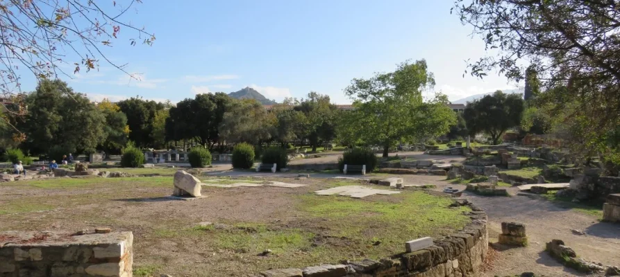 Lycabettus Hill as viewed from the Ancient Agora of Athens