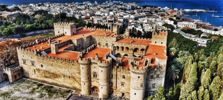 Looking down from up high at the Grand Master Palace in the Medieval City of Rhodes