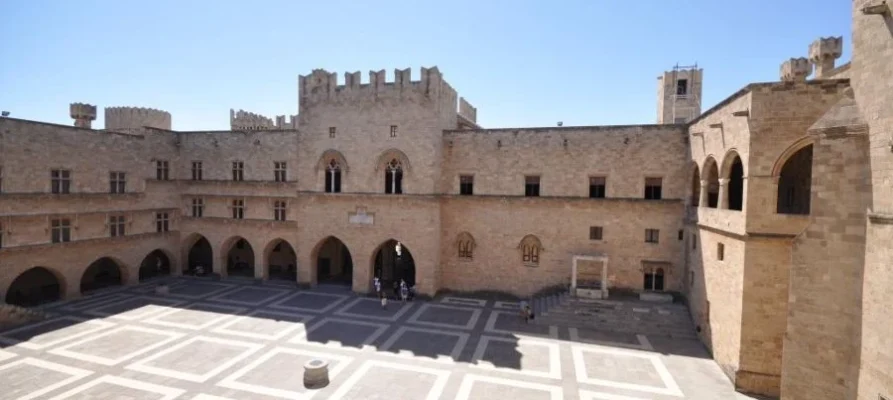 Looking down into the courtyard at the Palace of Grand Master Rhodes