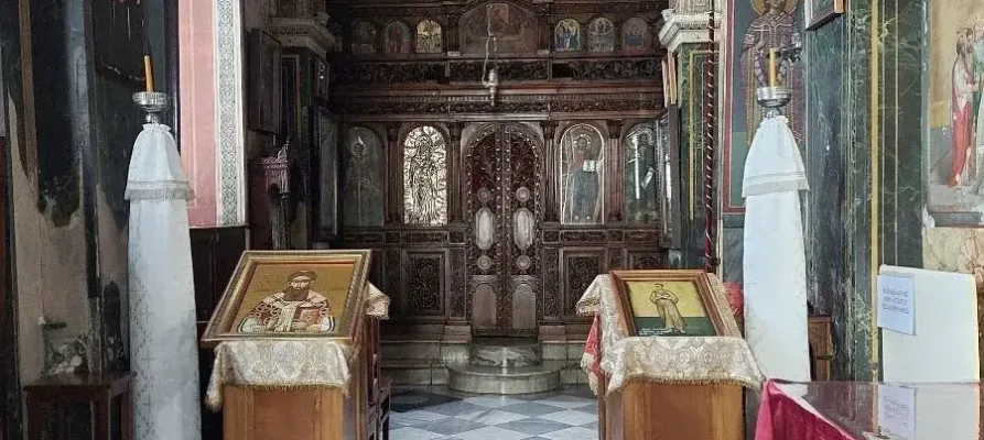 Inside the the Church of Panagia Kapnikarea in Athens