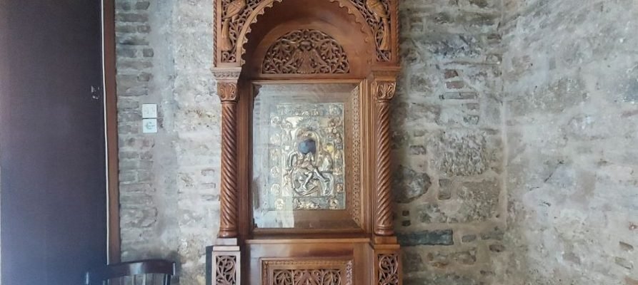 One of the religious pieces inside the Little Metropolis Church in Athens