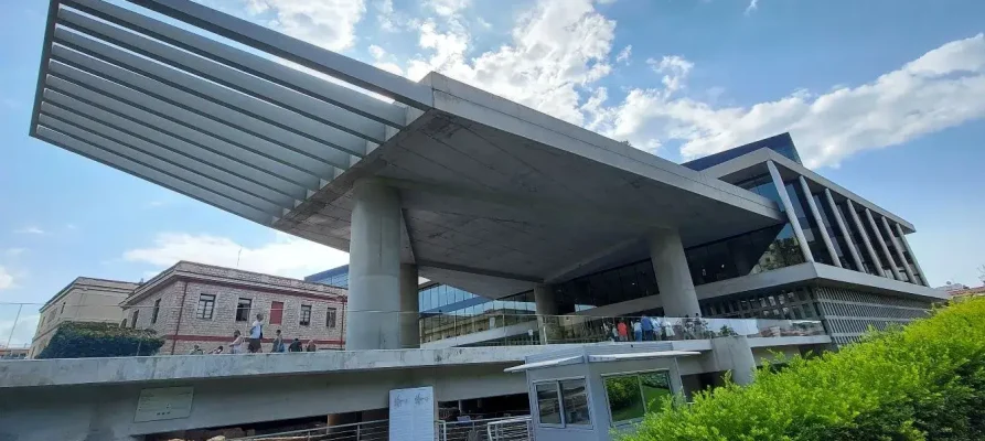 Side and front view of the Acropolis Museum in Athens