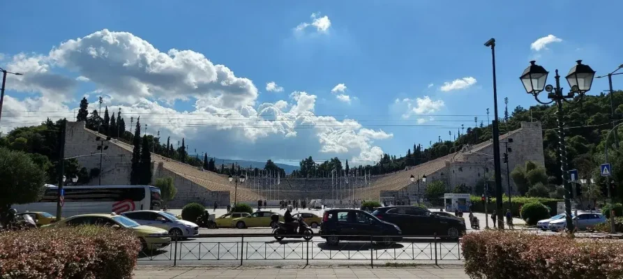 Outside the Panathenaic Stadium in Athens