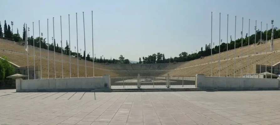 Outside the Panathenaic Stadium in Athens