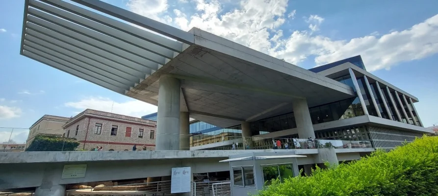 The Acropolis Museum building in Athens as seen from the side