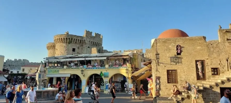 The square courtyard in the centre of the Medieval City of Rhodes