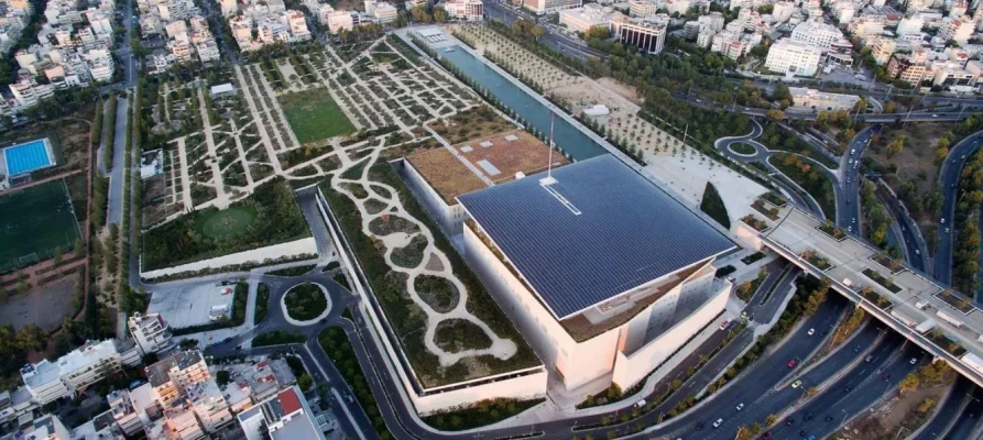 View from above of the Stavros Niarchos Park in Athens