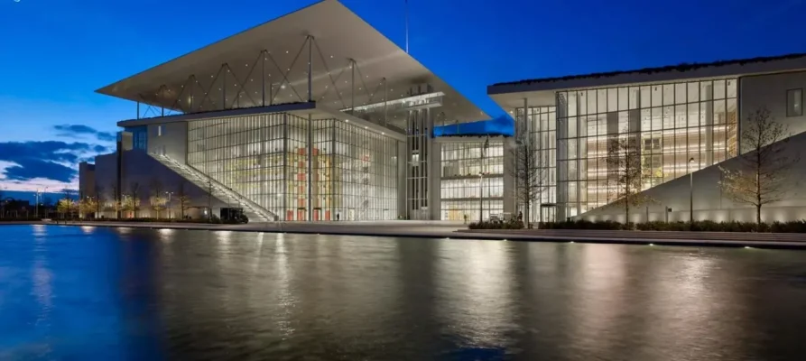 Stavros Niarchos Foundation Cultural Center at night