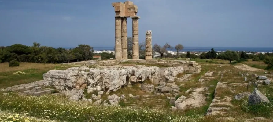 The four columns of the Temple of Apollo at the Acropolis of Rhodes