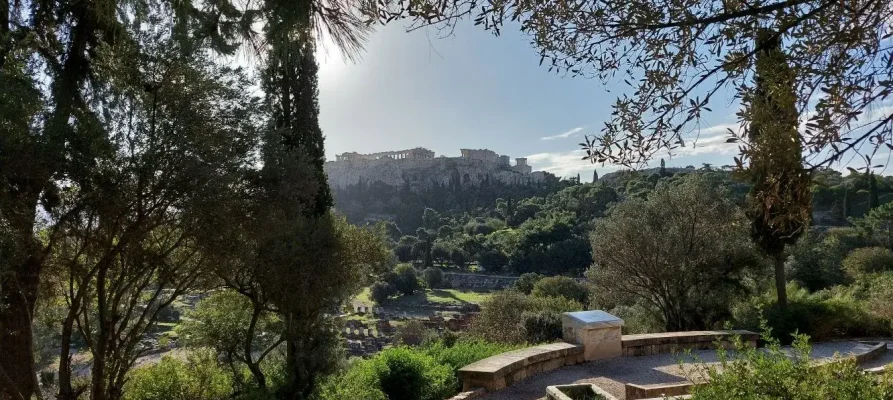 The Acropolis as viewed from the Temple of Hephaestus in the Ancient Agora of Athens