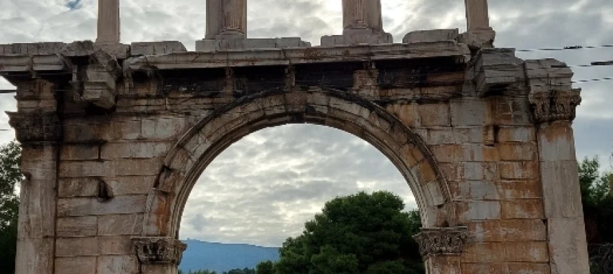 Arch of Hadrian in Athens at dusk