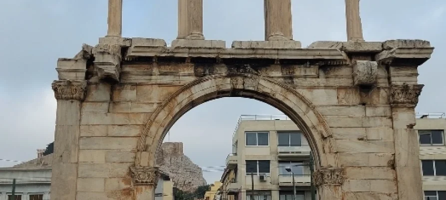 Front of the Arch of Hadrian in Athens