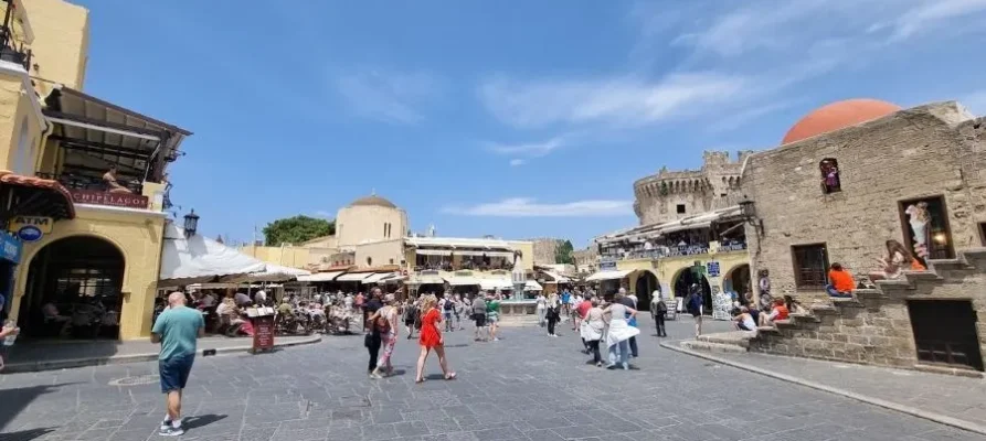 The square courtyard in the centre of the Medieval City of Rhodes