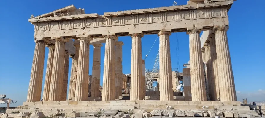 The back of the Parthenon on the Acropolis of Athens