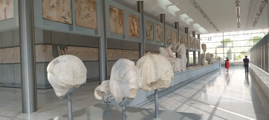 Back side of the pediments of the Parthenon at the Acropolis Museum in Athens