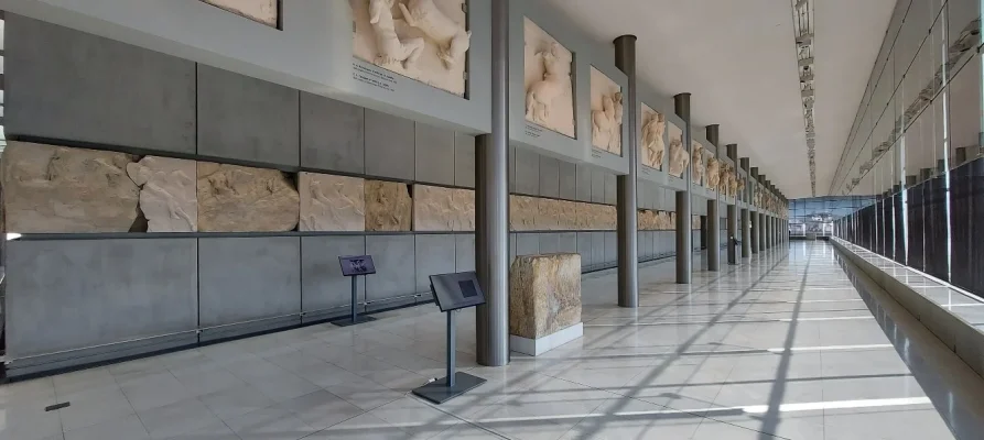 Pediments on the long side of the Parthenon in the Acropolis Museum