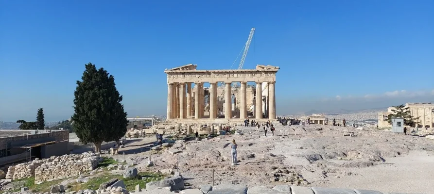 East side view of the Parthenon on the Acropolis of Athens