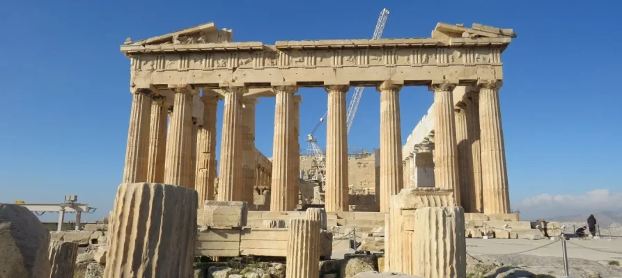 East side view of the Parthenon on the Acropolis of Athens